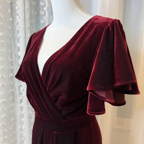 BHLDN Velvet Burgundy Formal Dress - Picture 3 of 15